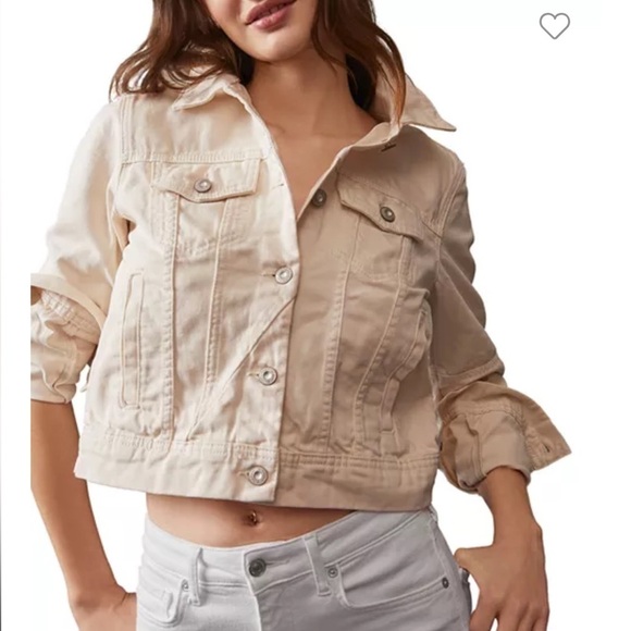Free People Jackets & Blazers - Free People Rumors Denim Jacket in Ivory size medium